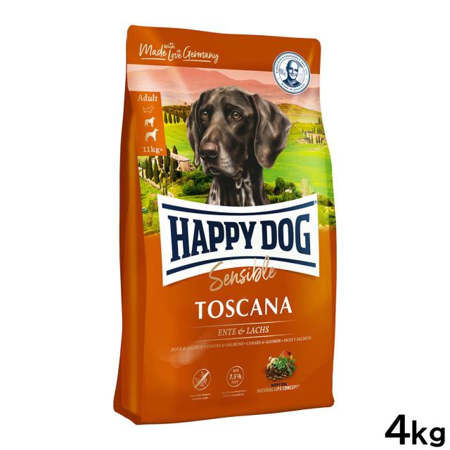 ハッピードッグ HAPPY DOG ドッグフード センシブル トスカーナ ダック＆サーモン ウェイトケア（成犬〜シニア犬用） 4kg【送料無料】の通販は
