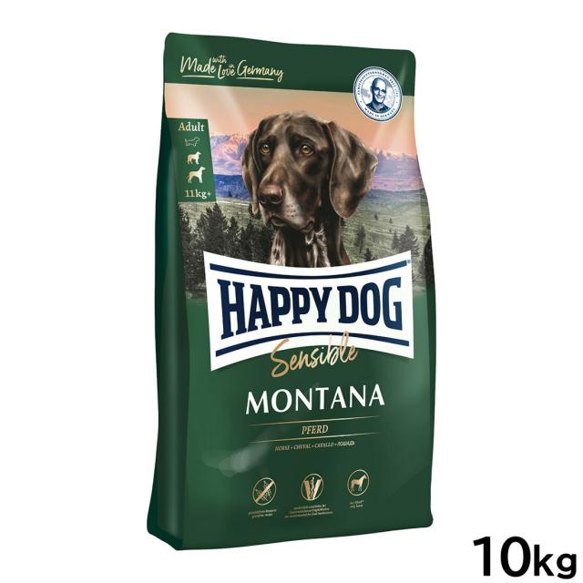 ハッピードッグ HAPPY DOG ドッグフード センシブル モンタナ（グレインフリー）馬肉 アレルギーケア（成犬〜シニア犬用） 10kg【送料無料】の通販は 14,629円
