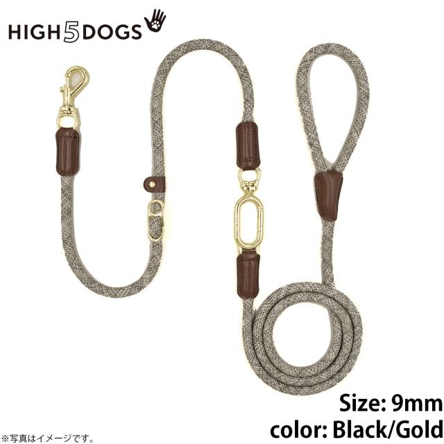 ハイファイブドッグ HIGH5DOGS メトロポリタンコレクション ハンズフリーリーシュ 9mm ブラック/ゴールド