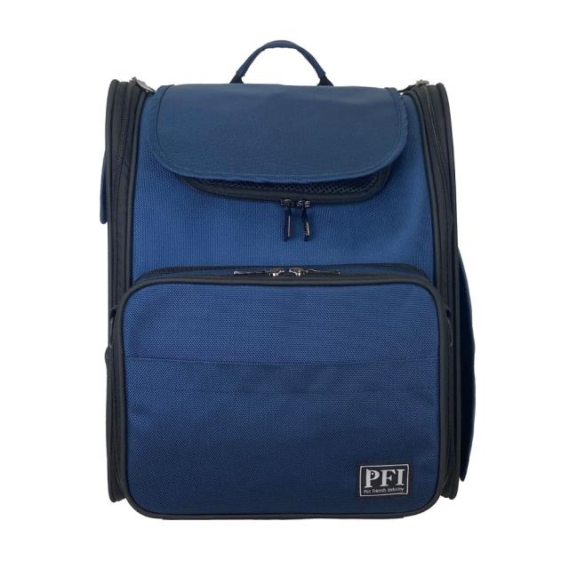 PFI キャリーバッグ コンパクトタイプ ネイビー 犬 猫 ペットキャリー リュック ケージ 2WAY 布製 メッシュ アウトドア おでかけ 防災