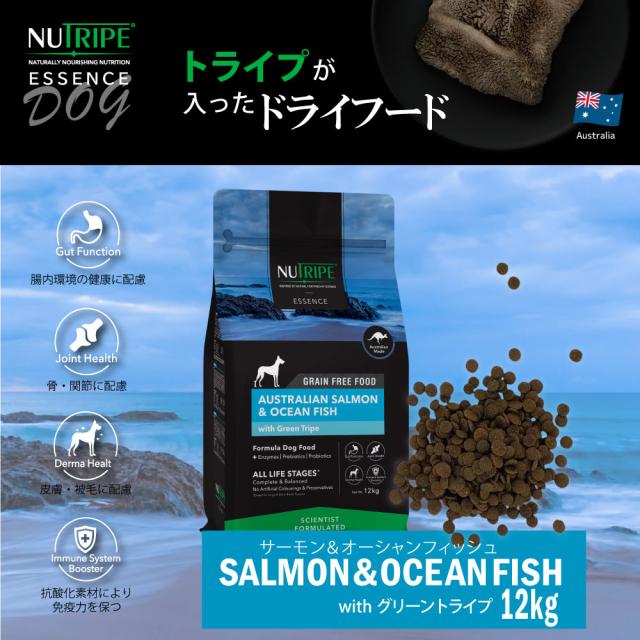 ニュートライプ GFドライ ドッグ サーモン＆フィッシュ with グリーントライプ 12kg 送料無料グレインフリー 穀物不使用 犬 ドッグフード 無添加_1