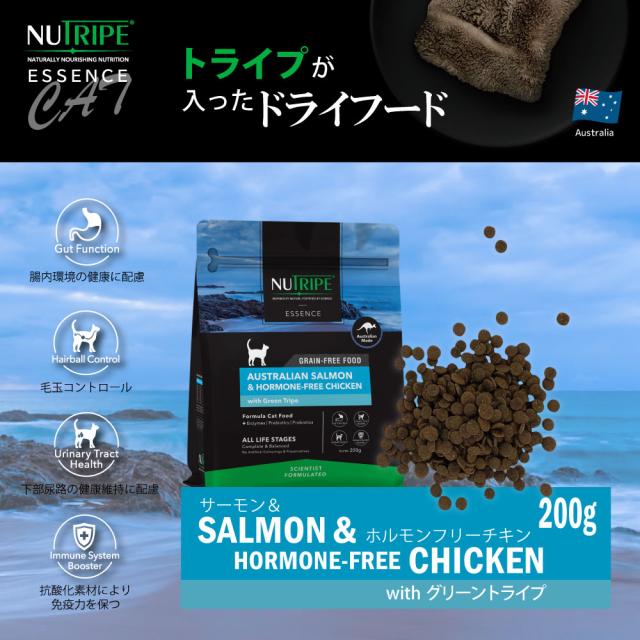 ニュートライプ GFドライ キャット サーモン＆チキン with グリーントライプ 200g×12袋【送料無料】 グレインフリー 穀物不使用 犬 ドッグフード 無添加_1