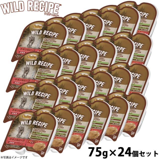 ニュートロ ワイルドレシピ 成猫用 チキン＆ビーフ パテタイプ 75g×24個 送料無料 穀物フリー グレインフリー 無添加 ナチュラル猫用