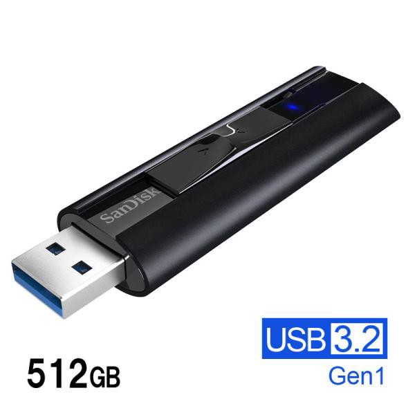 USBメモリ 512GB SanDisk ExtremePro USB3.2 Gen1 R:420MB/s W380MB/s スライド式 海外パッケージ SDCZ880-512G-G46 ネコポス送料無料