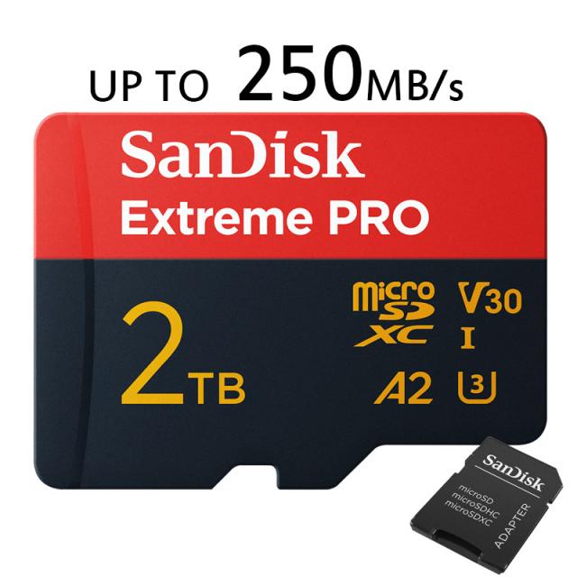 microSDXC 2TB SanDisk V30 A2 R:250MB/s W:150MB/s UHS-I U3 Class10 SD変換アダプター付 海外パッケージ 宅配便送料無料