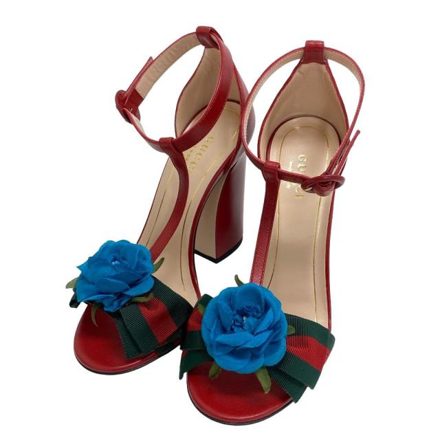 GUCCI/グッチ シェリーライン サンダル ストラップ フラワー レザー 