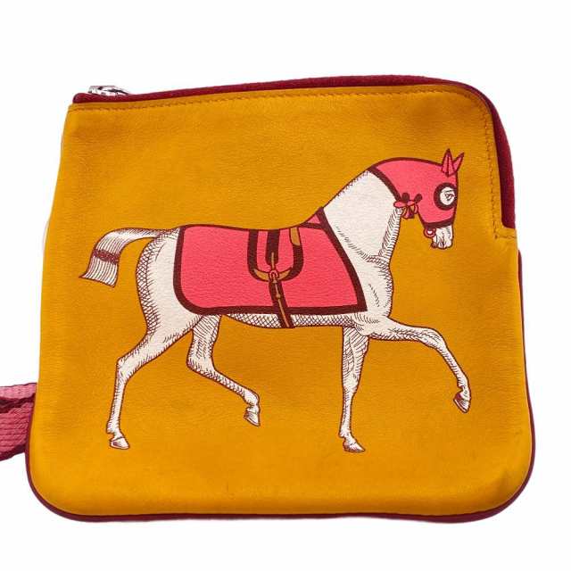 HERMES/エルメス  カレポケット レザー ポーチ イエロー レディース ブランドの通販は 80,000円