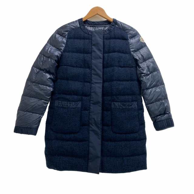 MONCLER/モンクレール VEULETTES 21年 0 ツイード コットン ダウンジャケット ネイビー レディース ブランド