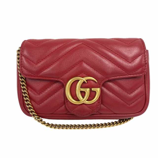 GUCCI/グッチ 476433 チェーンショルダー GGマーモント レザー ショルダーバッグ レッド レディース ブランド