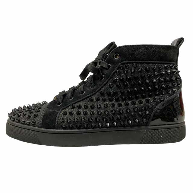 Christian Louboutin/クリスチャンルブタン ハイカットスニーカー スパイクスタッズ レザー スニーカー ブラック メンズ ブランド