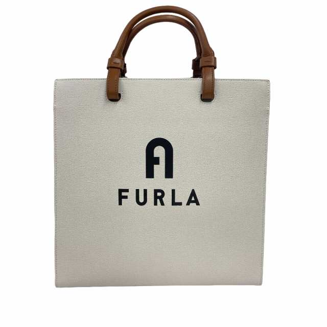 Furla/フルラ WB00728 BX1230 ヴァーシティ スタイル ラージ VARSITY STYLE LARGE レザー トートバッグ ホワイト レディース ブランド