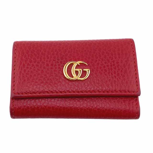 GUCCI/グッチ 456118 6連 GGマーモント レザー キーケース レッド レディース ブランド