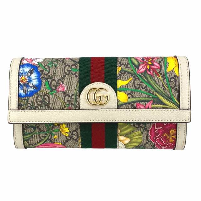 GUCCI/グッチ 523153 オフィディア GG フローラ PVCコーティングキャンバス 長財布 ブラウン レディース ブランド