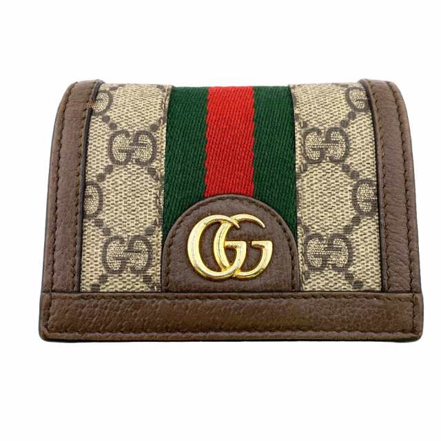 GUCCI/グッチ 523155 オフィディア コンパクトウォレット GGマーモント コーティングキャンバス 二つ折り財布 ブラウン