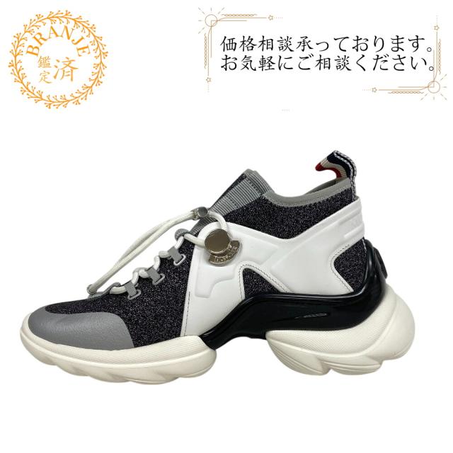 MONCLER モンクレール 22.5 パネル ラメ ファブリック スニーカー ブラック レディース ブランド
