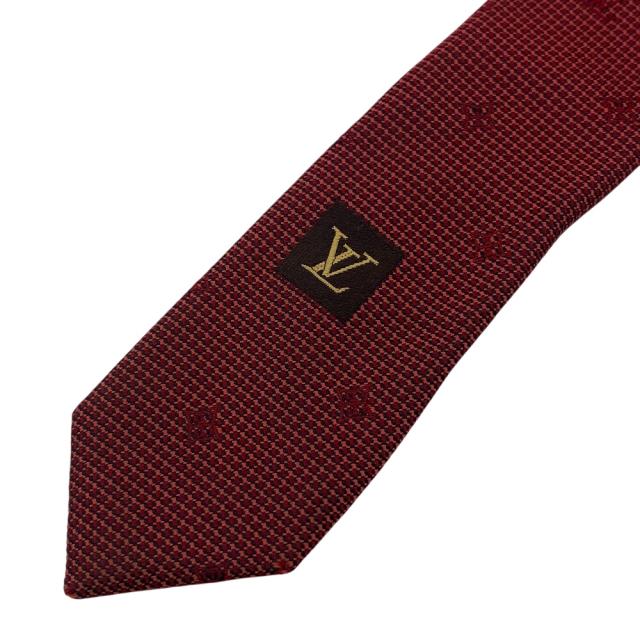 LOUIS VUITTON ネクタイ ボルドー 極美品 ルイヴィトン ネクタイ ボルドー 光沢 モノグラム ドット