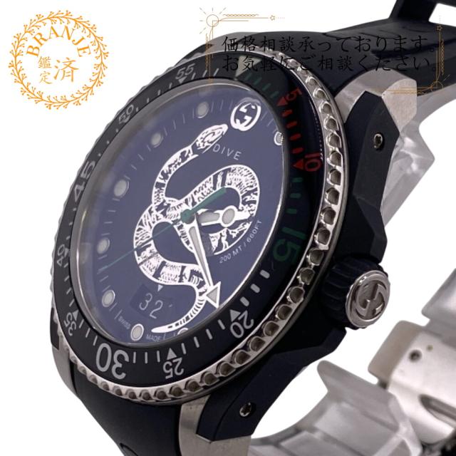 GUCCI DIVE スネーク グッチ ダイヴ 腕時計 ラバー GUCCI グッチ ダイヴ 45mm スネーク 蛇 腕時計 ブランド メンズ