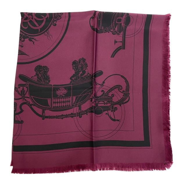 HERMES エルメス シルク エクスリブリスフリンジ カレ80 スカーフ