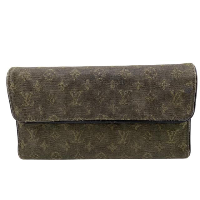 ルイヴィトン 長財布 モノグラムミニ ポルトトレゾール 革 M92243 カーキ LOUIS VUITTON - 【6ad3224】ルイヴィトン 三つ折り長財布 モノグラム