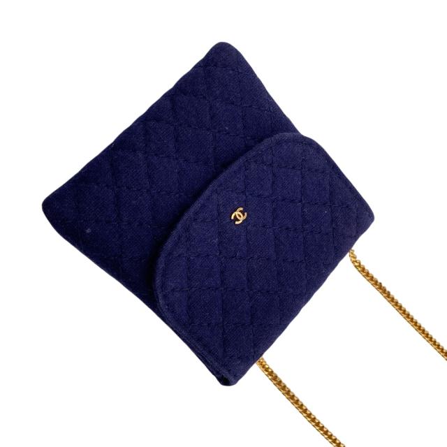 CHANEL シャネル チェーン付きミニポーチ マトラッセ コットン ポーチ  