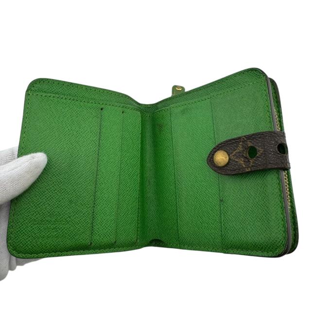 M*読様 【美品】ルイヴィトン モノグラム ペルフォ コンパクトジップ グリーン LOUIS VUITTON ルイヴィトン モノグラム ペルフォ コンパクトジップ