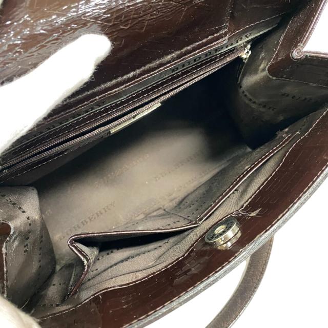 バーバリー BURBERRY ハンドバッグ エンボスチェック ブラウン