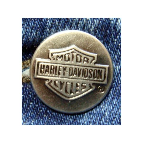 Harley-Davidson エンブレム付き　デニムベスト ハーレーダビッドソン デニムベスト M 背中刺繍 バイカー