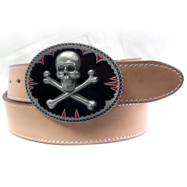 本革 サドルレザーベルト どくろ バックル 米国製 幅40mm 4,5mm厚1枚革 本皮 本革 サドルレザーベルト どくろ バックル 米国製 幅40mm 4,5mm厚1枚革