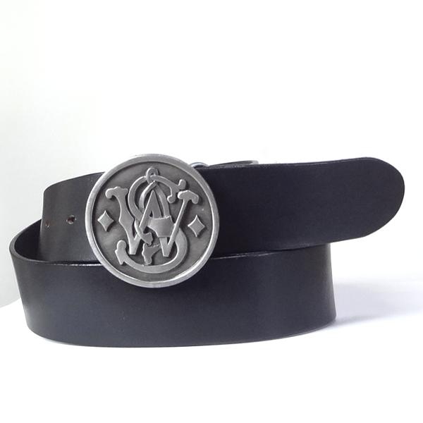 ベルト 本革サドルレザー オイルレザー Smith & Wessonバックル 大きい