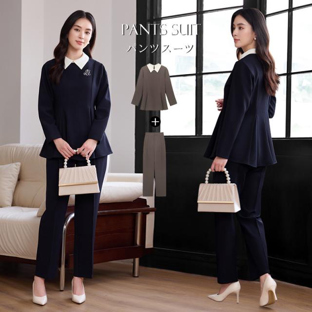 パンツスーツ レディース セレモニースーツ おしゃれ 入学式 卒業式 服装 ママ 母 卒園式 セットアップ オフィス 面接 黒 大きいサイズ