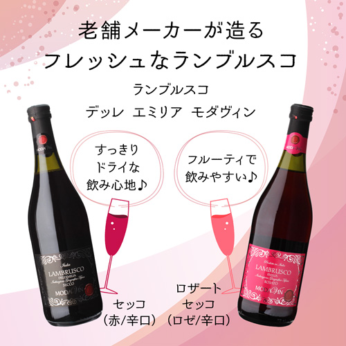 1本あたり880円(税込) 送料無料 ランブルスコ デッレ エミリア ロザート セッコ モダヴィン 12本入 微発泡 浜運_1