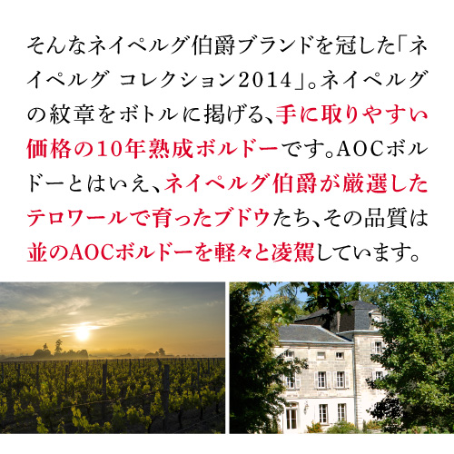1本あたり1,650円(税込) 送料無料  ネイペルグ コレクション ルージュ 2014 6本 フランス ボルドー 辛口 ケース 浜運
