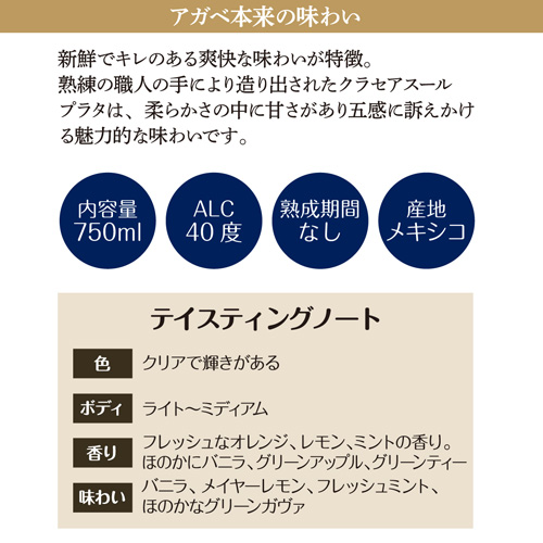 送料無料 正規品 クラセアスール プラタ 750ml 40度 箱入り 6本セット販売 プレミアム テキーラ 虎S_9