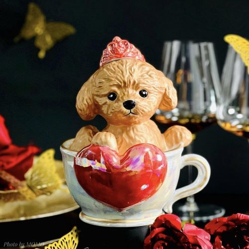 正規品 ブランデー 箱付き ティーカッププードル デキャンタ マロン 500ml 40度 陶器ボトル ポアラー付き プードル 犬 茶色 ブラウンの通販は 23,430円