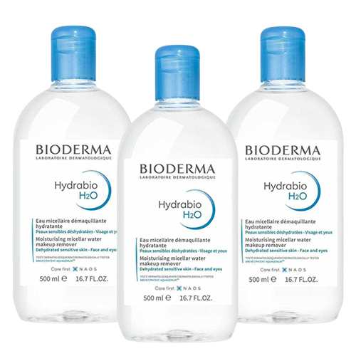 ビオデルマ  イドラビオ H2O エイチツーオー (青)  500ml×3本セット BIODERMA クレンジング [9020]  朝の洗顔 拭き取り化粧水 まつエク クレンジングウォーター 敏感乾燥肌に 送料無料クレンジング