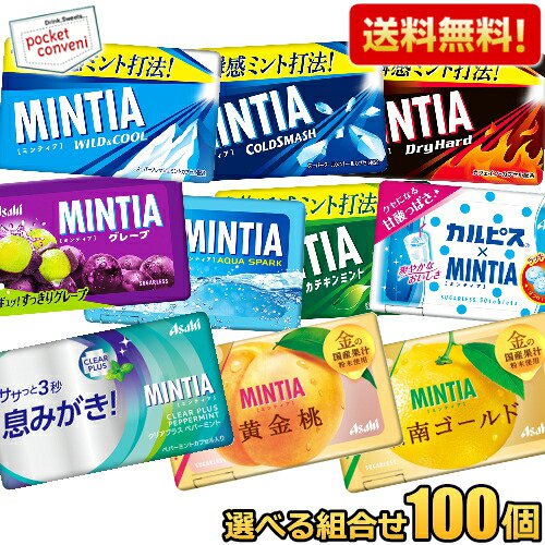 【送料無料:100個】ミンティア 選べる組合せ 50粒×100個 MINTIA ミント タブレット菓子 ワイルド＆クール コールドスマッシュ
