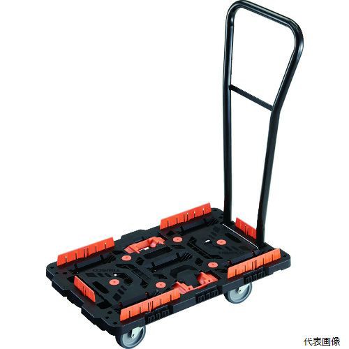 (代引き不可) BT700KJ5H-E100T TRUSCO 連結式樹脂製平台車 ビートル 700X450 自在5輪 脱着式ハンドル付 柵 とめたろう付の通販は