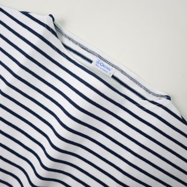 【SALE30%OFF】2025春夏新色 フランス製 ORCIVAL オーシバル オーチバル コットンロード フレンチスリーブ ボートネックTEEシャツ ＃B271 細ボーダー レディース_1