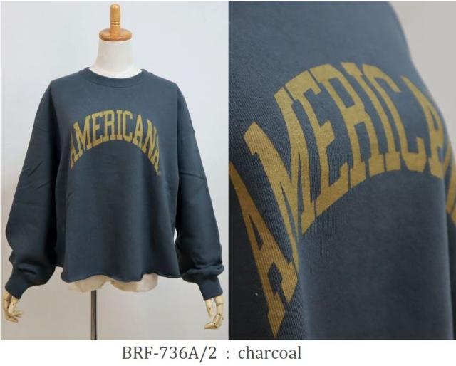 2025年秋冬NEW Americana アメリカーナ 14ゲージ裏毛 リバースウィーブ ワイドカットオフ クルーネック スウェット AMERICANA BRF-736A/2 レディース_9