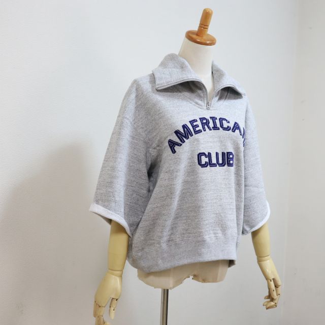 2026SS NEW Americana アメリカーナ 14ゲージ裏毛 クロップド ハーフジップ カットオフ スウェット BRF-801A/2 レディース_2