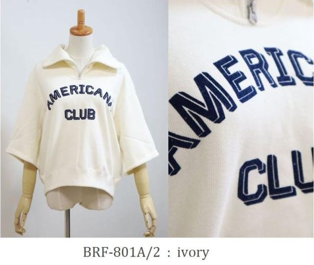 2026SS NEW Americana アメリカーナ 14ゲージ裏毛 クロップド ハーフジップ カットオフ スウェット BRF-801A/2 レディース_6