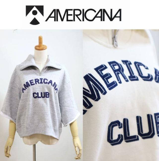 2026SS NEW Americana アメリカーナ 14ゲージ裏毛 クロップド ハーフジップ カットオフ スウェット BRF-801A/2 レディース