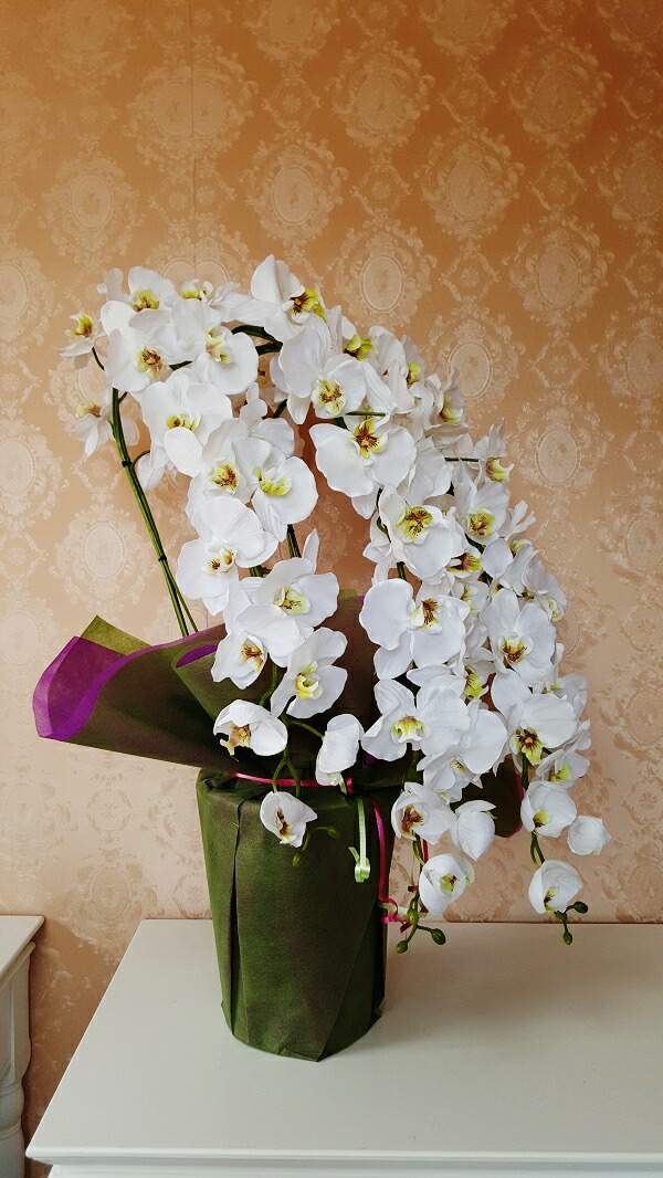 光触媒 人工観葉植物 フェイクグリーン フレッシュロング胡蝶蘭7本立w