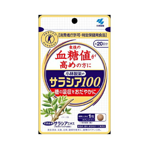 アウトレット品 小林製薬　サラシア100 ６０粒（約２０日分）【メール便発送可】 3個以上は宅配便発送 ※返品・交換不可