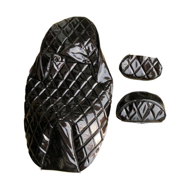 マグザム SG17J SG21J エナメル ダイヤ柄 張替え シートカバー 3点セット 社外品 (茶 ブラウン)の通販は