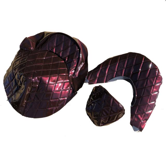 フォルツァ MF08 エナメル ダイヤ柄 張替え シートカバー 艶あり ワインレッド 3点セット　の通販は 5,900円