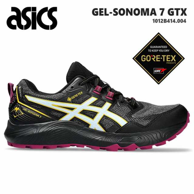 アシックス 防水 トレイルランニングシューズ レディース asics GEL-SONOMA 7 GTX 1012B414-004 Black/Light Blue アウトドア トレッキン