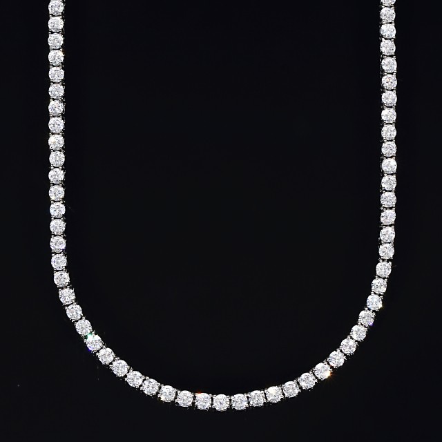 定番 4mm x 45cm テニスネックレス CZダイヤ（キュービックジルコニア シルバー
