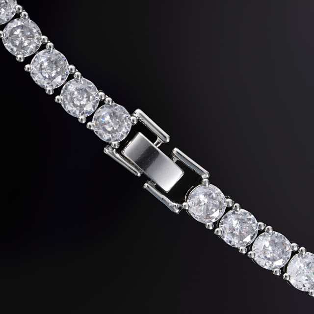 テニスネックレス テニスチェーン 幅5mmストーン【45cm / 50cm】 ホワイトゴールド TENNIS NECKLACE CZダイヤ（キュービック・ジルコニアの通販は
