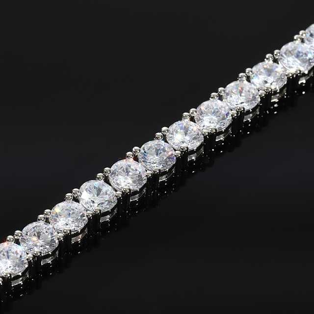 テニスネックレス テニスチェーン 幅5mmストーン【45cm / 50cm】 ホワイトゴールド TENNIS NECKLACE CZダイヤ（キュービック・ジルコニアの通販は